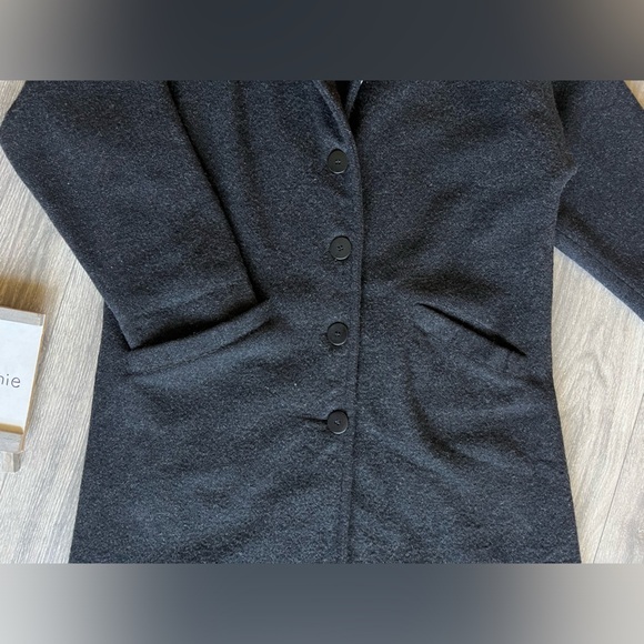 Eileen Fisher 100% boiled wool button front winter coat in charcoal. Size S - Picture 4 of 13